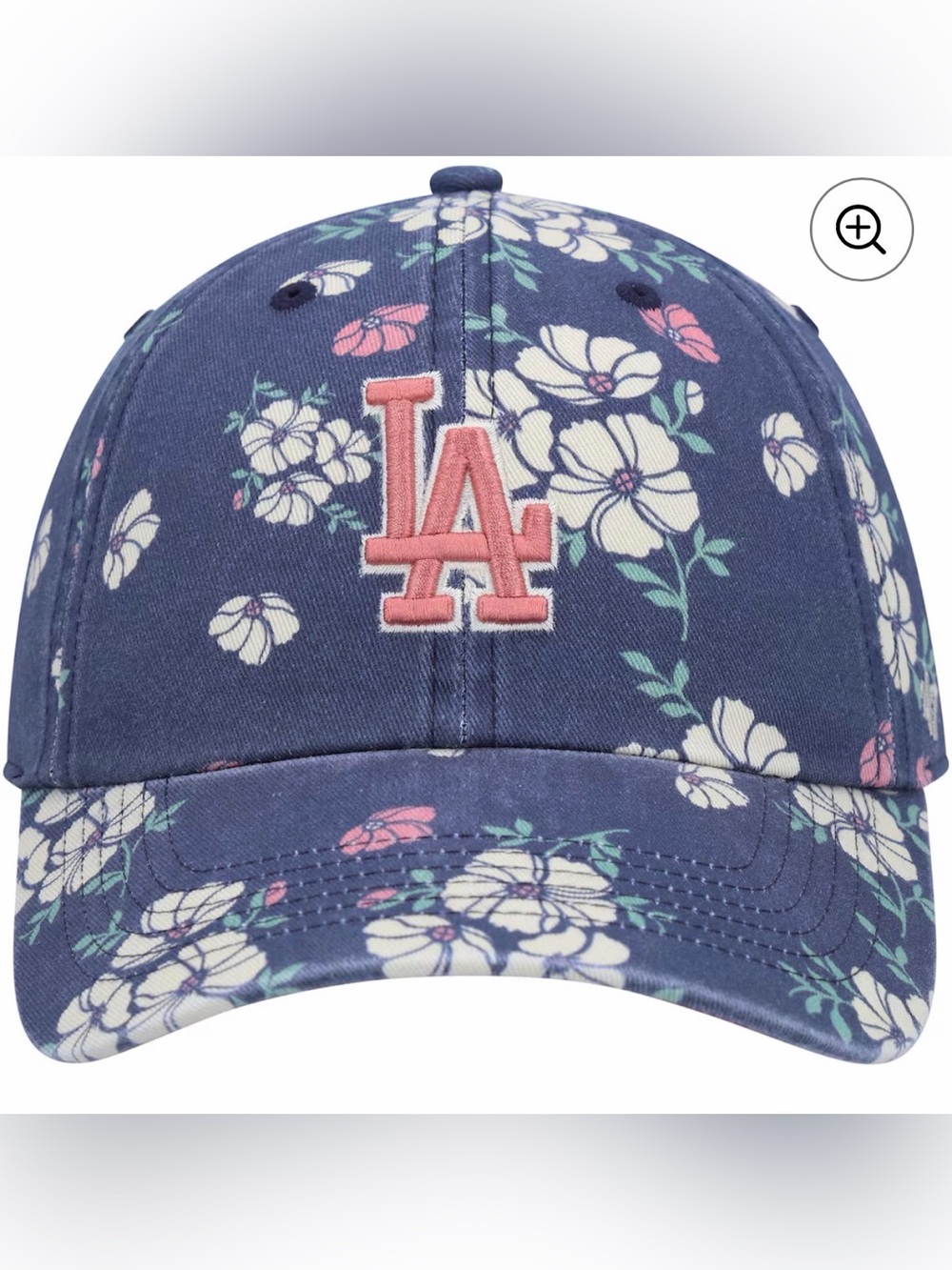 LA Dodgers Floral Navy Baseball Cap with Pink Logo